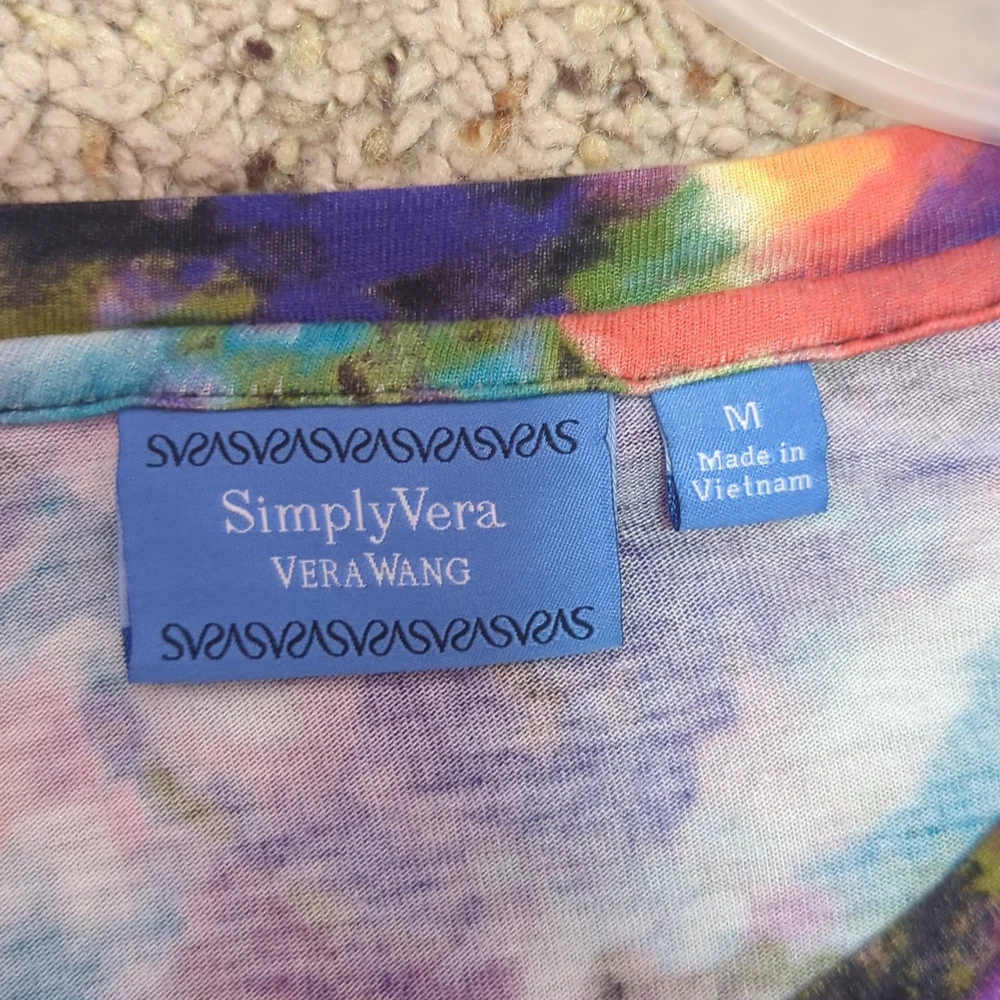 Vera Wang long sleeve tie dye multicolor top medium - Picture 6 of 7